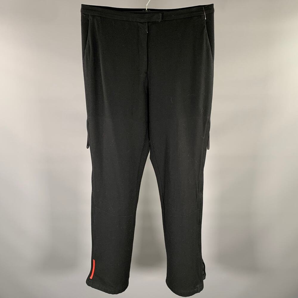 PRADA Size M Black Wool Wide Leg Casual Pants